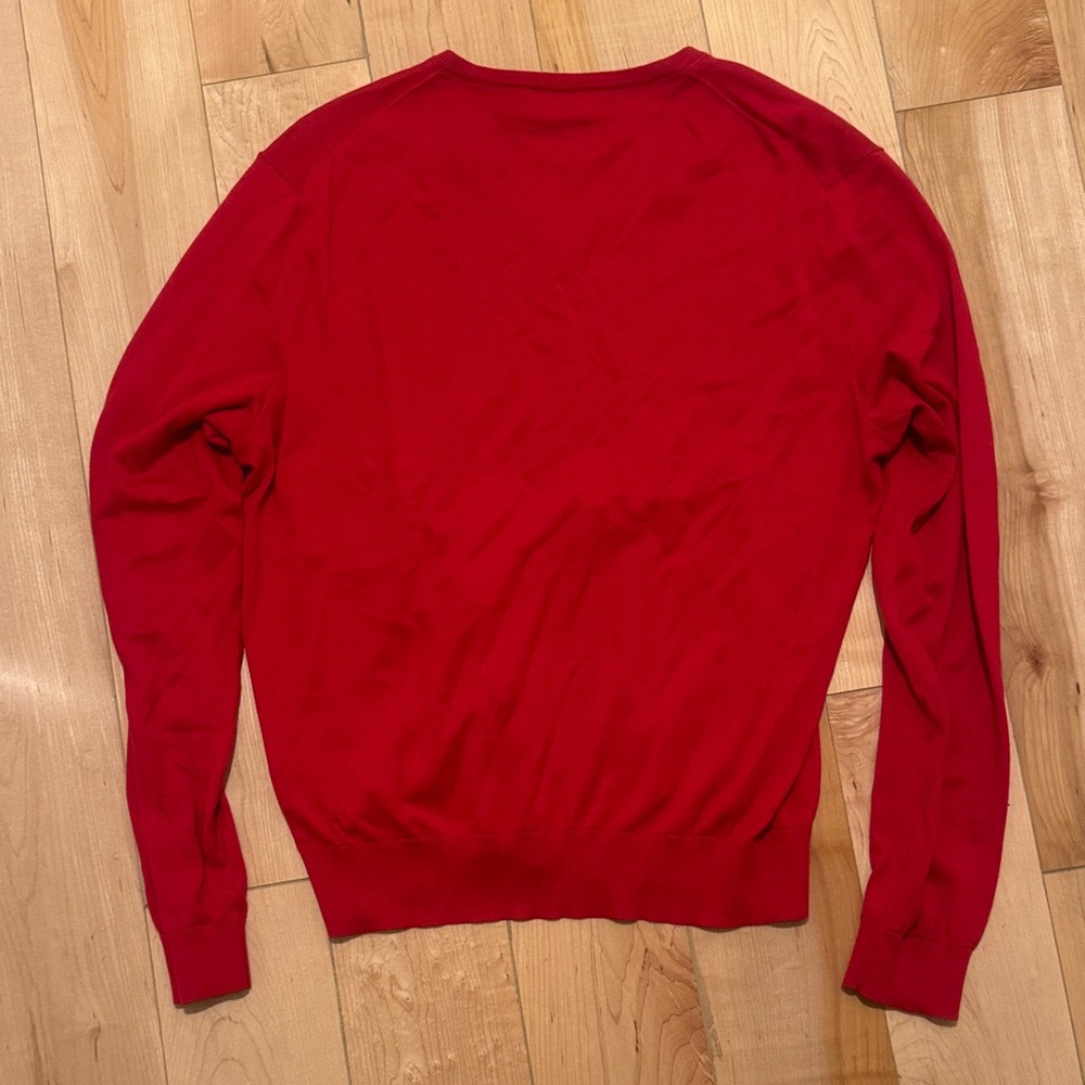Polo by Ralph Lauren Vibrant Red V-Neck Sweater Like New, Medium - Picture 3 of 3
